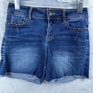 Eighty Two Women's Cut Off Shorts Low Rise Denim Stretch Dark Blue Womens Size 3